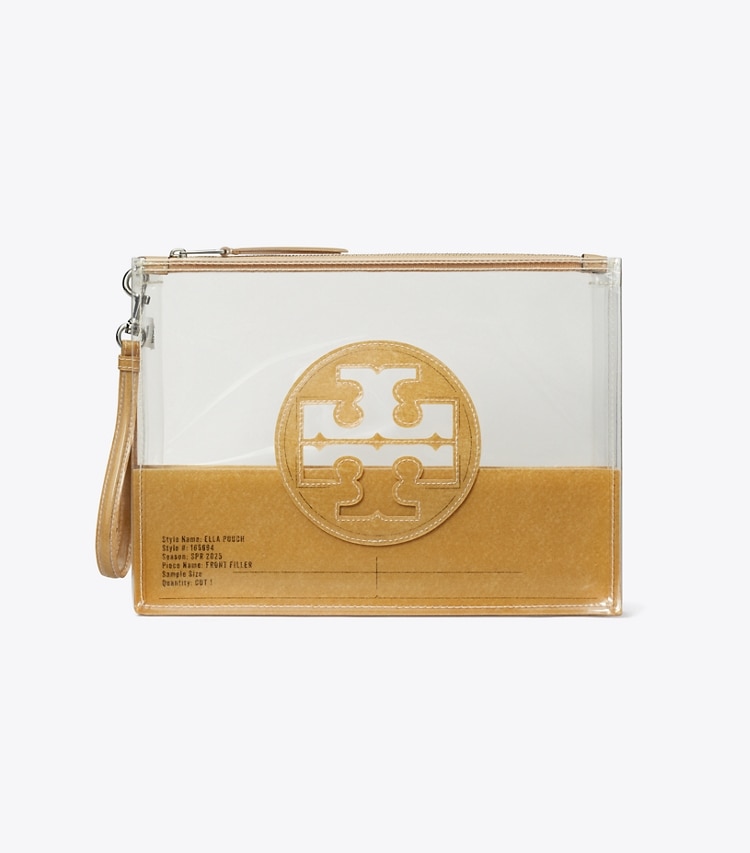 Tory Burch designer wristlets Ella Clear Pouch in Clear front