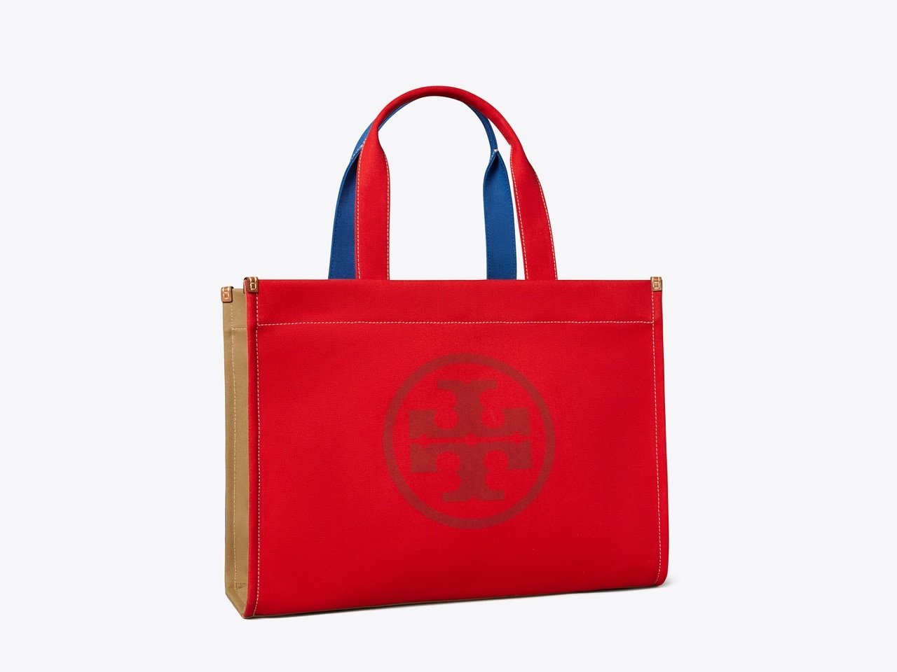 TORY BURCH Teal Blue Color Block Canvas Tote