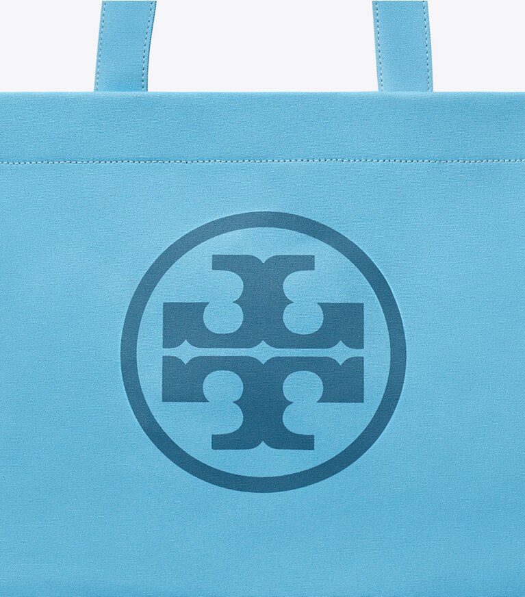 Tory Burch designer tote bags Ella Color-Block Canvas Tote in Blue Sky Mix angle