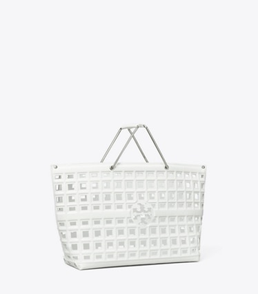 Tory Burch designer トートバッグ エラ クロコエンボス マーケット トートバッグ in Blanc angle