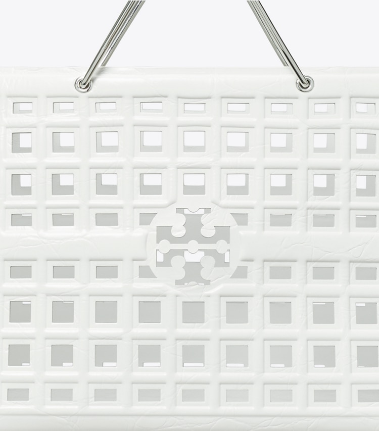 Tory Burch designer tote bags Ella Croc-Embossed Market Tote in Blanc detail