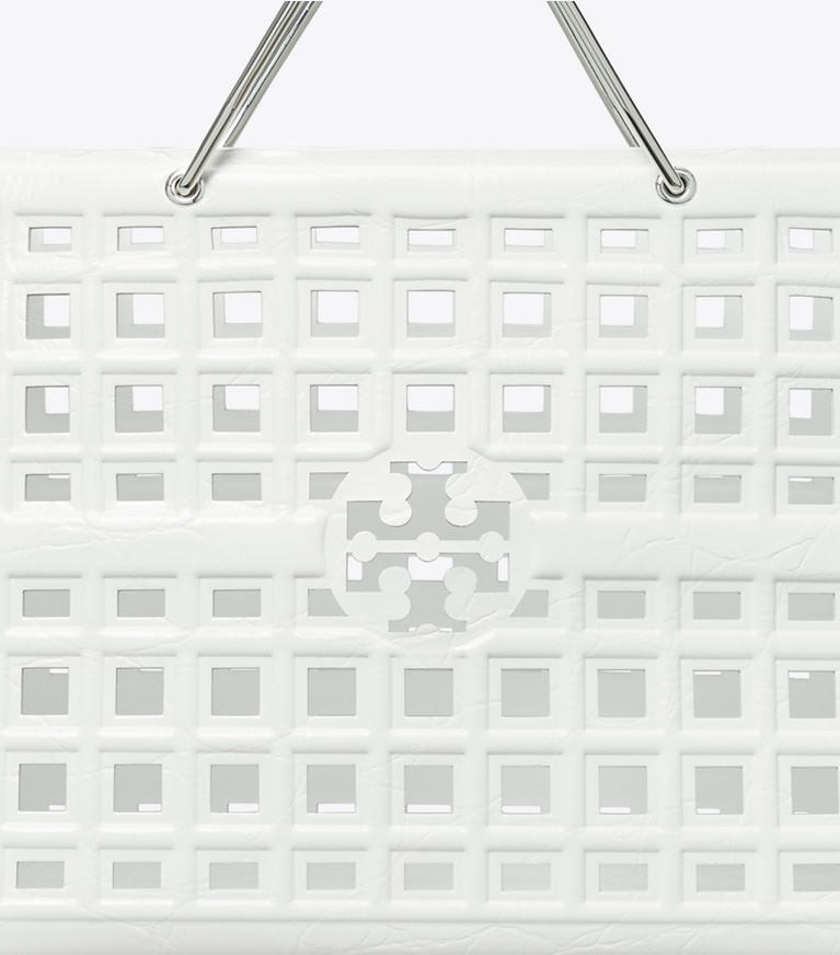 Tory Burch designer tote bags Ella Croc-Embossed Market Tote in Blanc angle