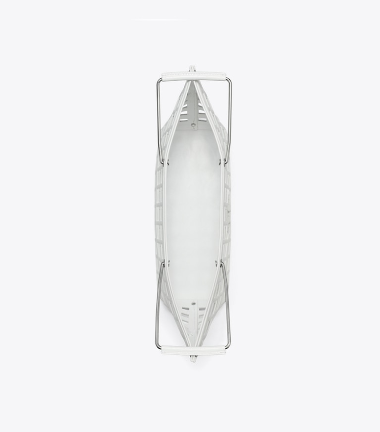 Tory Burch designer tote bags Ella Croc-Embossed Market Tote in Blanc angle