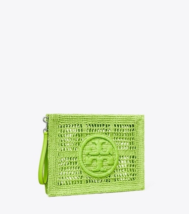 Tory Burch designer wristlets Ella Crochet Pouch in Bright Fern angle