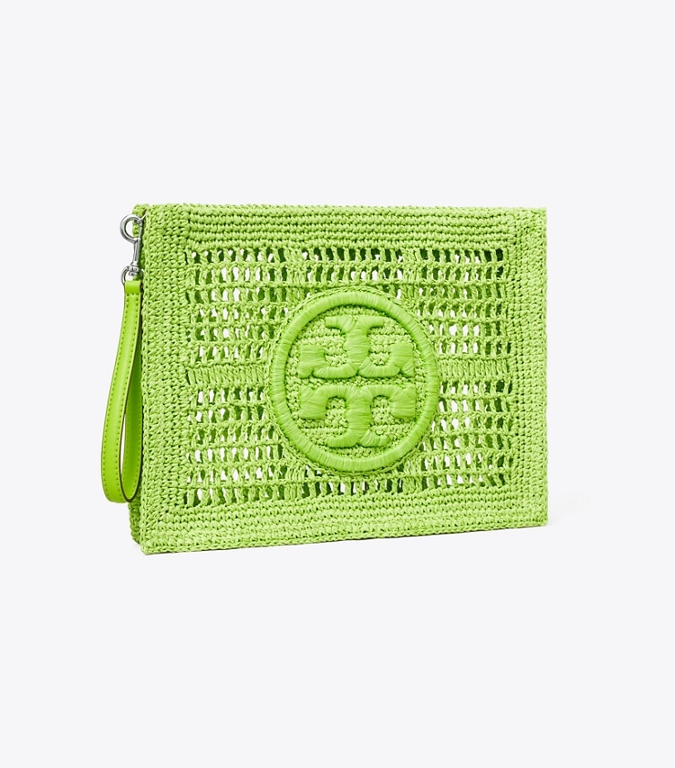 Tory Burch designer wristlets Ella Crochet Pouch in Bright Fern angle