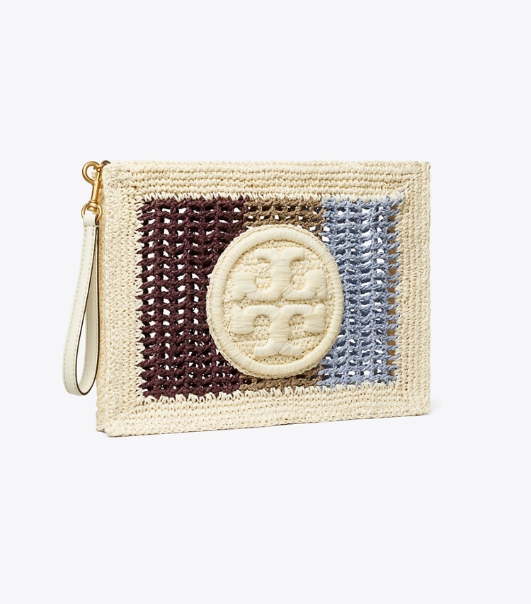 Tory Burch designer wristlets Ella Crochet Striped Pouch in Multi angle