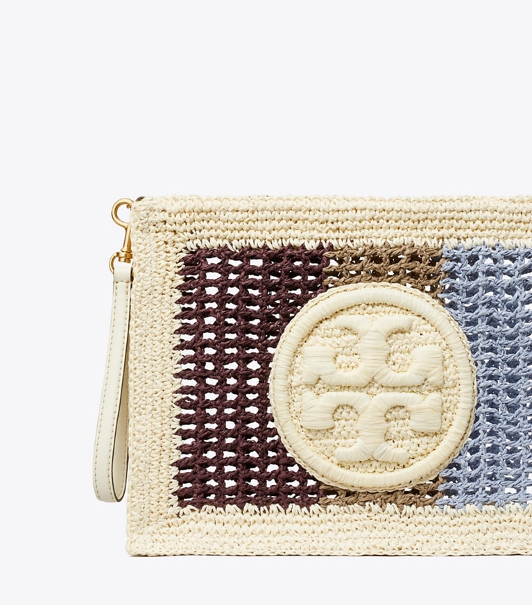 Tory Burch designer wristlets Ella Crochet Striped Pouch in Multi angle
