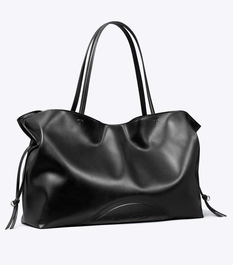Tory Burch designer tote bags Ella Drawstring Tote in Black angle