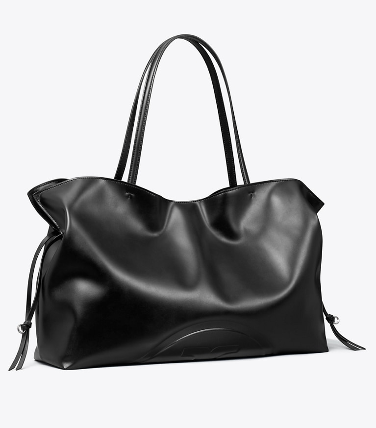 Tory Burch designer tote bags Ella Drawstring Tote in Black angle