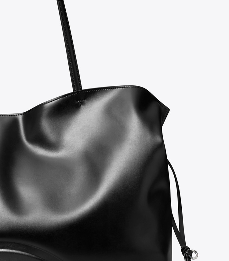 Tory Burch designer tote bags Ella Drawstring Tote in Black detail