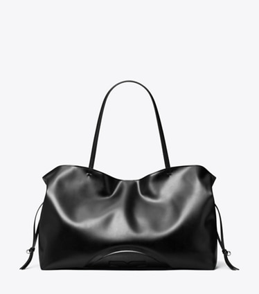 Tory Burch designer tote bags Ella Drawstring Tote in Black front