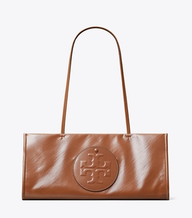 Tory Burch designer tote bags Ella East-West Tote in Aged Tan front