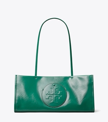 Tory Burch designer tote bags Ella East-West Tote in Bright Malachite front