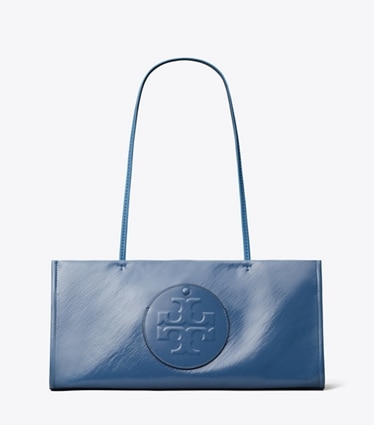 Tory Burch designer tote bags Ella East-West Tote in Blue Raspberry front