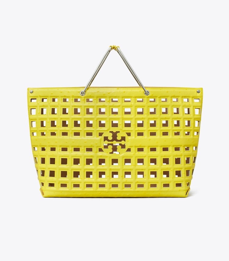 Tory Burch designer tote bags Ella Embossed Market Tote in Yellow Daisy front