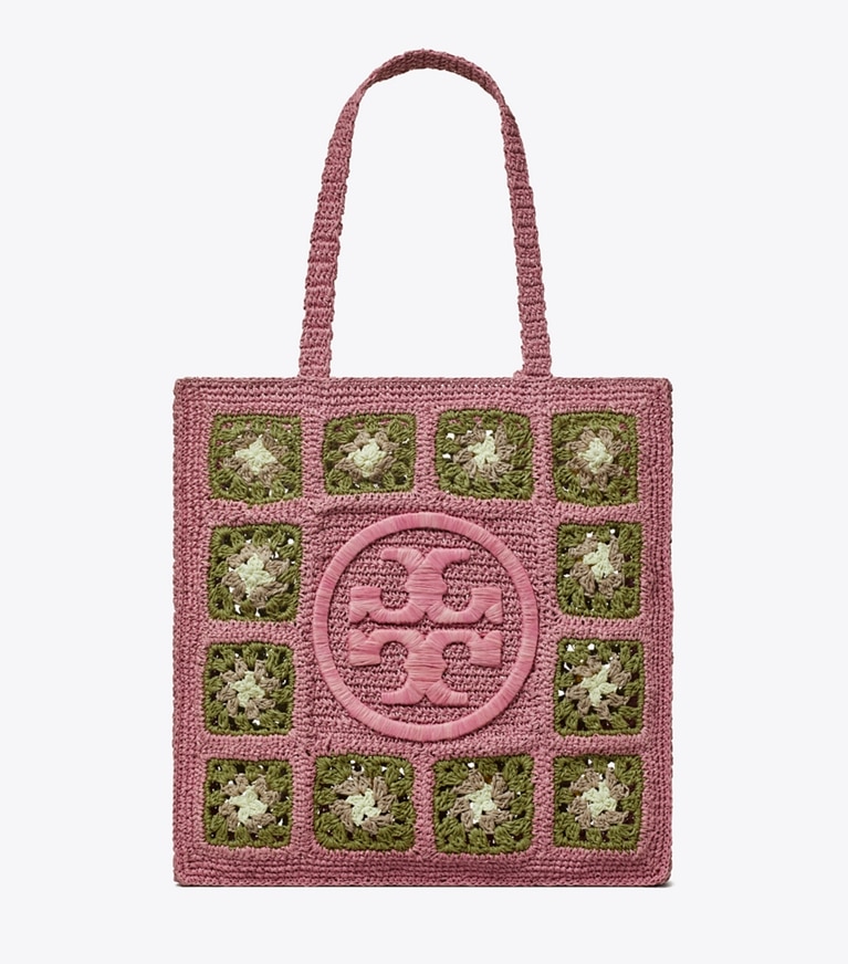 Tory Burch designer tote bags Ella Floral Crochet Tote in Primrose angle
