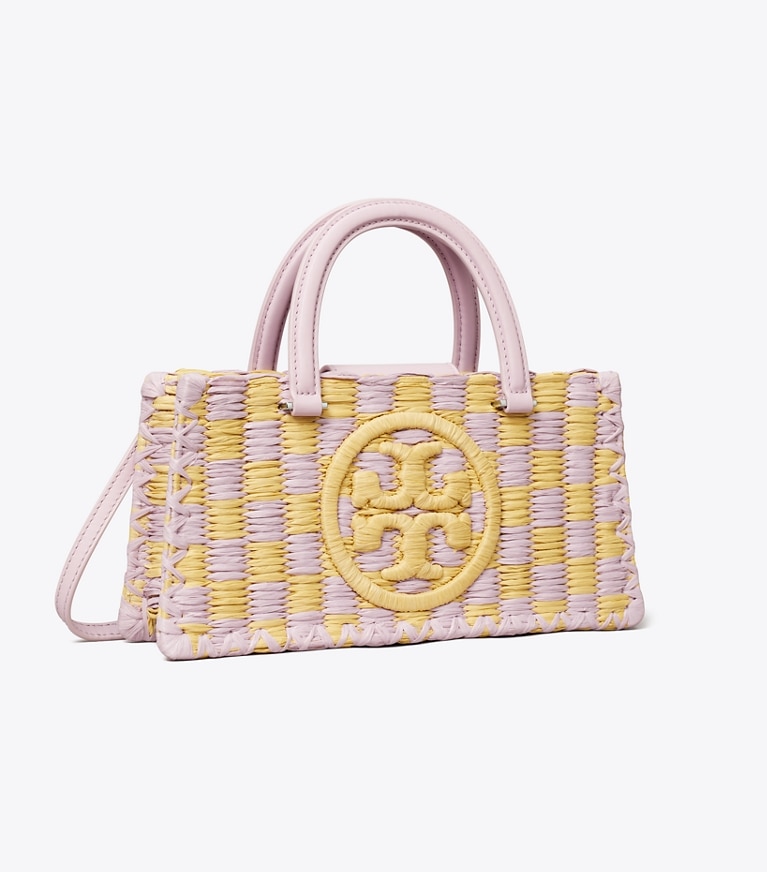 Tory Burch designer tote bags Ella Hand-Crocheted East-West Tote in Pale Purple angle