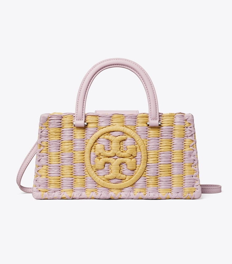 Tory Burch designer tote bags Ella Hand-Crocheted East-West Tote in Pale Purple front