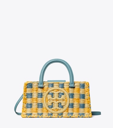 Tory Burch designer satchels Ella Hand-Crocheted East-West Tote in Deep Turquoise front