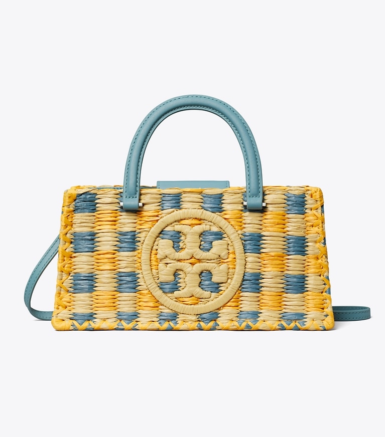 Tory Burch designer サッチェルバッグ エラ ハンドクロシェ イーストウエスト トップハンドルバッグ in Deep Turquoise angle