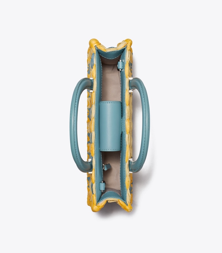 Tory Burch designer サッチェルバッグ エラ ハンドクロシェ イーストウエスト トップハンドルバッグ in Deep Turquoise angle