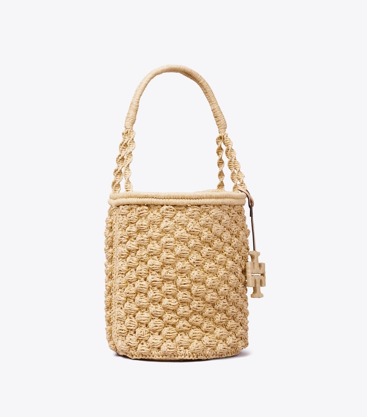 Tory Burch designer ショルダーバッグ エラ ハンドクロシェ  ポップコーン バケットバッグ in Natural angle