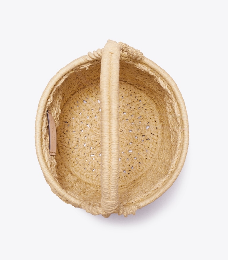 Tory Burch designer ショルダーバッグ エラ ハンドクロシェ  ポップコーン バケットバッグ in Natural オーバーヘッド