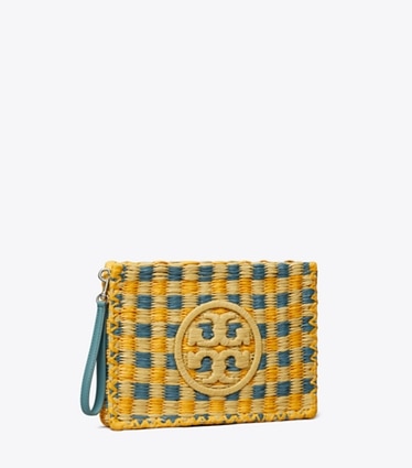 Tory Burch designer wristlets Ella Hand-Crocheted Pouch in Deep Turquoise angle