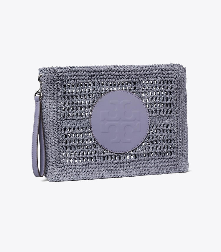 Tory Burch designer coin purses Ella Hand-Crocheted Pouch in Gray angle