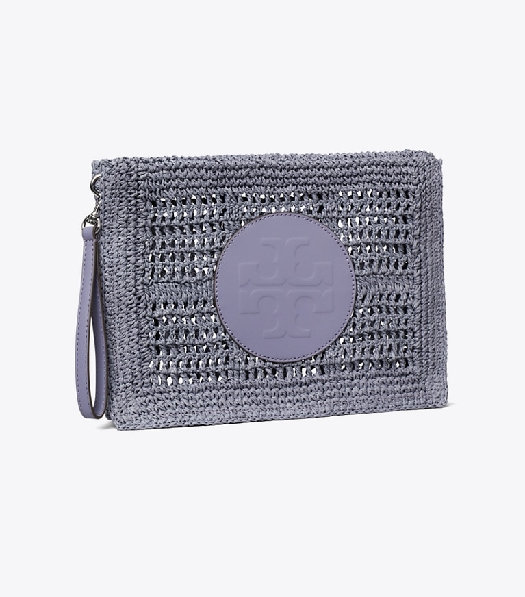 Tory Burch designer coin purses Ella Hand-Crocheted Pouch in Gray angle