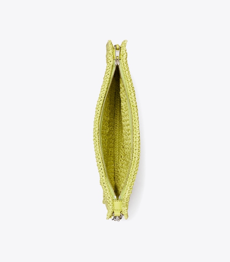 Tory Burch designer coin purses Ella Hand-Crocheted Pouch in Citrus Green overhead