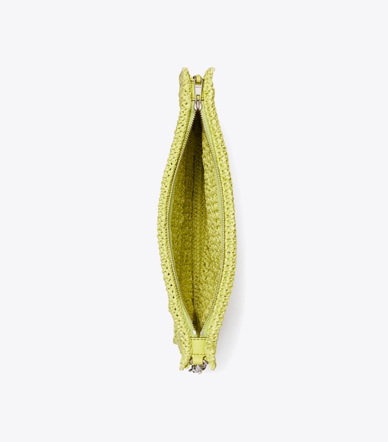 Tory Burch designer coin purses Ella Hand-Crocheted Pouch in Citrus Green overhead