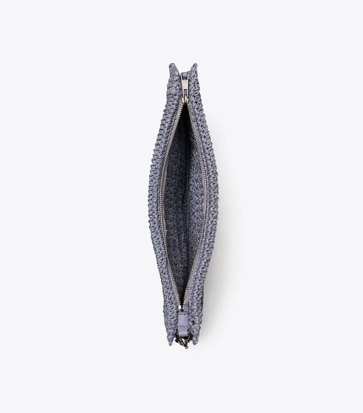 Tory Burch designer coin purses Ella Hand-Crocheted Pouch in Gray overhead