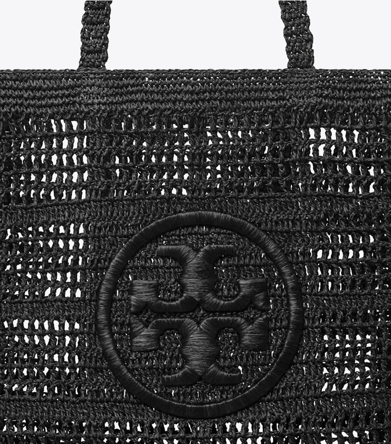 Tory Burch designer tote bags Ella Hand-Crocheted Tote in Black detail