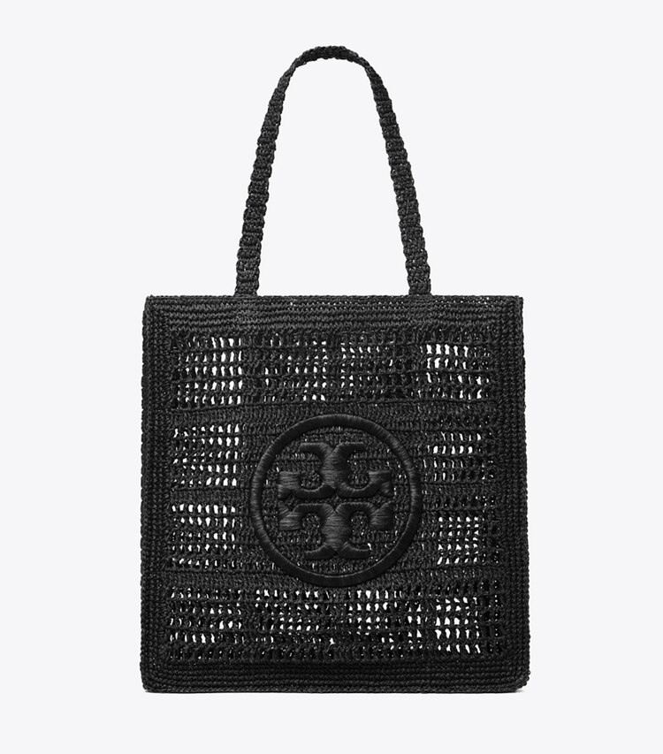 Tory Burch designer tote bags Ella Hand-Crocheted Tote in Black front