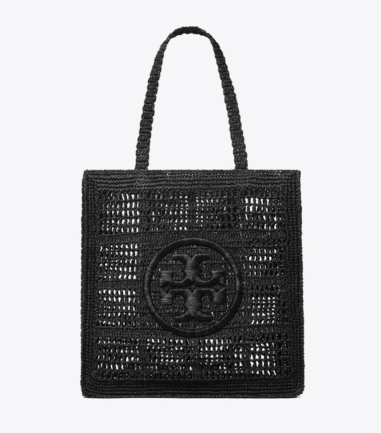 Tory Burch designer tote bags Ella Hand-Crocheted Tote in Black front
