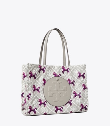 Tory Burch designer トートバッグ エラ ホース ナイロン スモール トートバッグ in Gray / Magenta angle