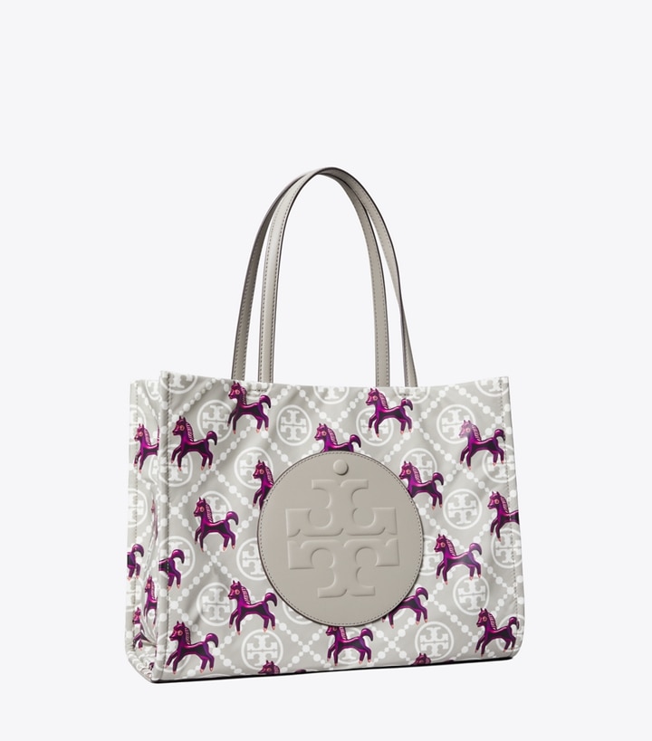 Tory Burch designer トートバッグ エラ ホース ナイロン スモール トートバッグ in Gray / Magenta angle