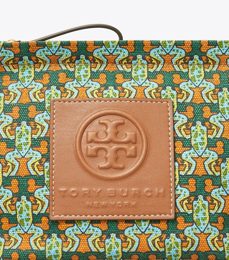 Tory Burch designer cosmetic bags Ella Market Printed Cosmetic Case in BLUE T TOAD detail