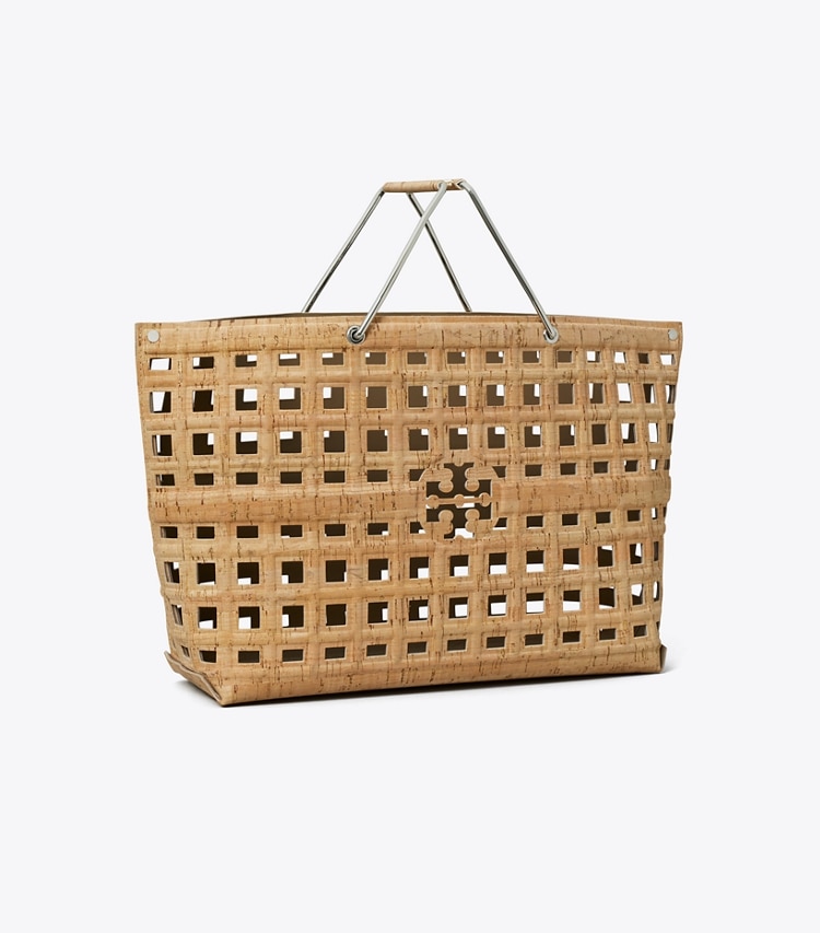 Tory Burch designer tote bags Ella Market Tote in Sandy Soil angle
