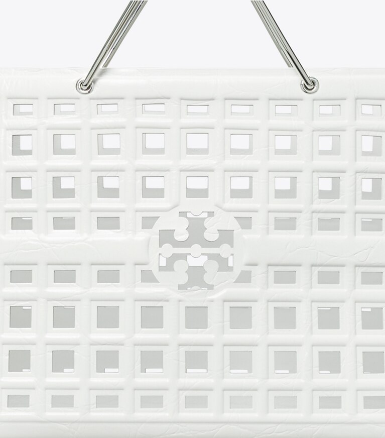 Tory Burch designer tote bags Ella Market Tote Bag mit Krokoprägung in Blanc angle