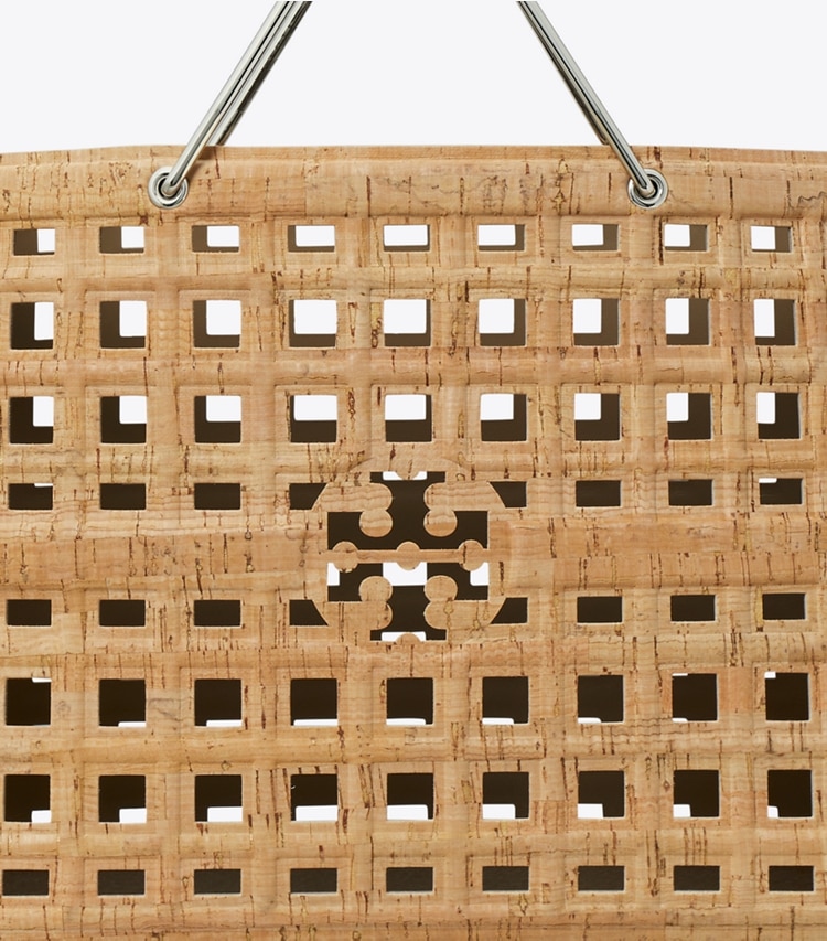Tory Burch designer tote bags Ella Market Tote in Sandy Soil detail