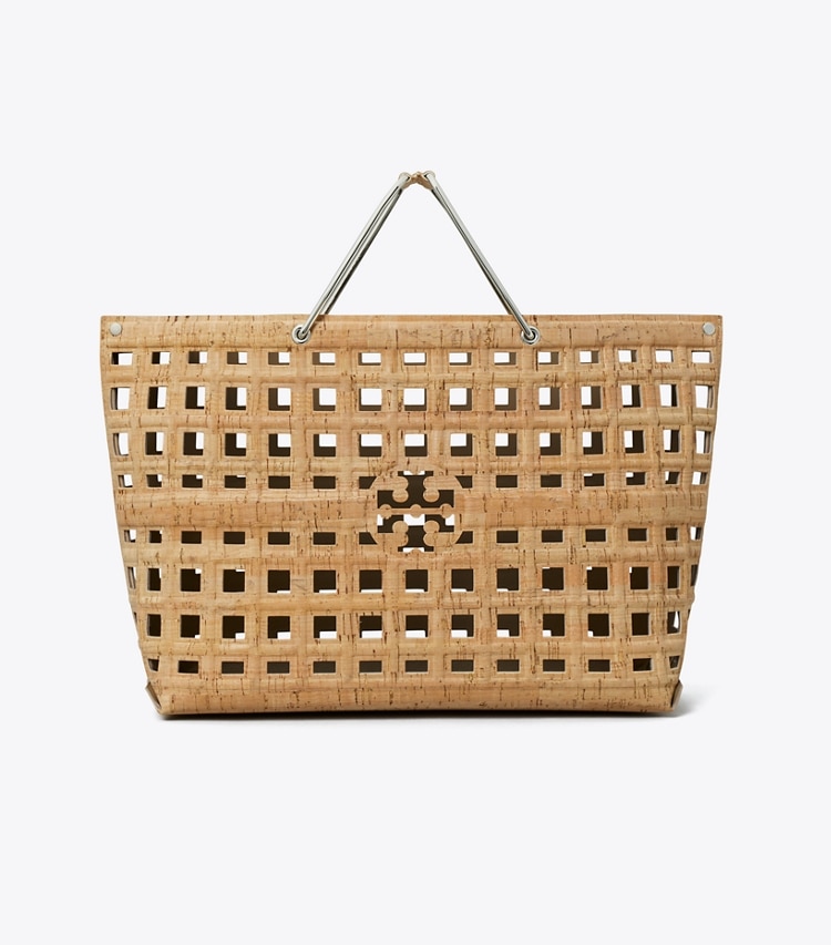 Tory Burch designer tote bags Ella Market Tote in Sandy Soil front