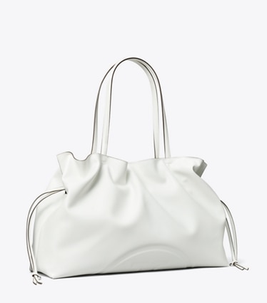 Tory Burch designer tote bags Ella natuura™ Drawstring Tote in Bianco angle