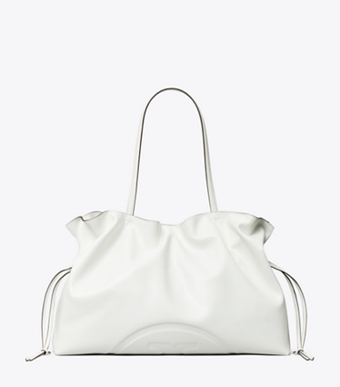 Tory Burch designer tote bags Ella natuura™ Drawstring Tote in Bianco front