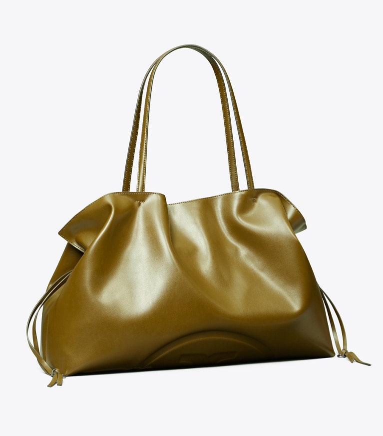 Tory Burch designer tote bags Ella natuura™ Tote Bag mit Kordelzug in Dark Olive angle