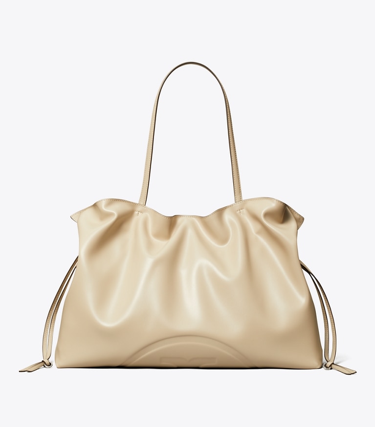 Tory Burch designer tote bags Ella natuura™ Tote Bag mit Kordelzug in Light Stone front