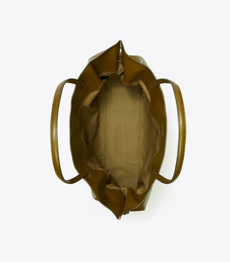 Tory Burch designer tote bags Ella natuura™ Tote Bag mit Kordelzug in Dark Olive von oben