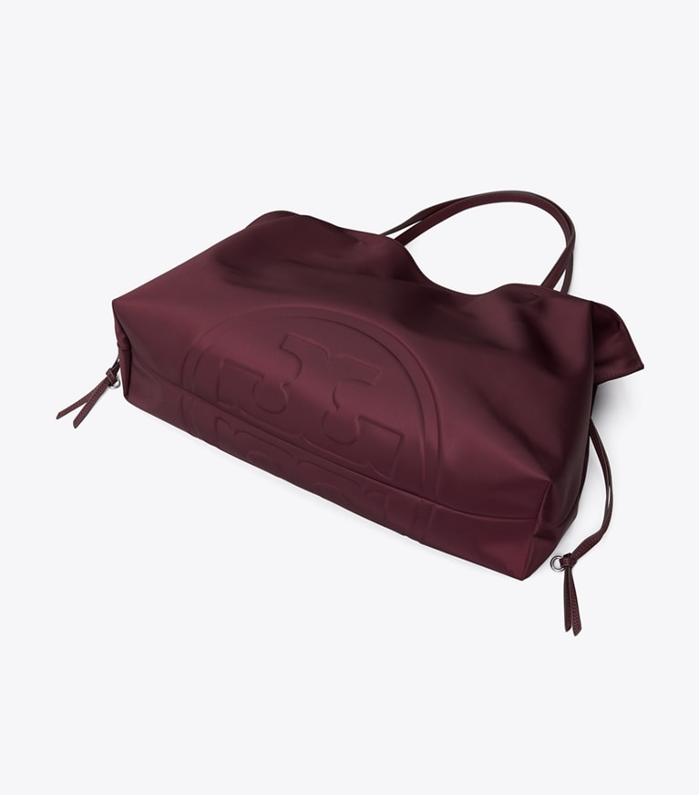 Tory Burch designer tote bags Ella Nylon Drawstring Tote in Dark Carmine additional
