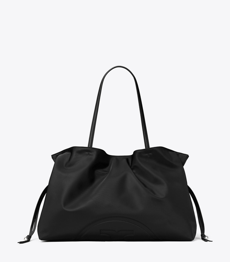 Tory Burch Ella Nylon Drawstring Tote — Black